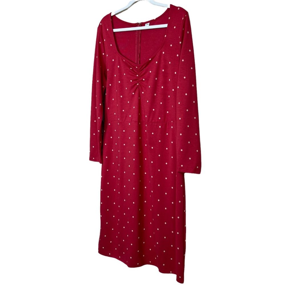 Old Navy Knit Ruched Sweetheart Neckline A-Line Dress Red Dot Petite Large - Picture 12 of 12